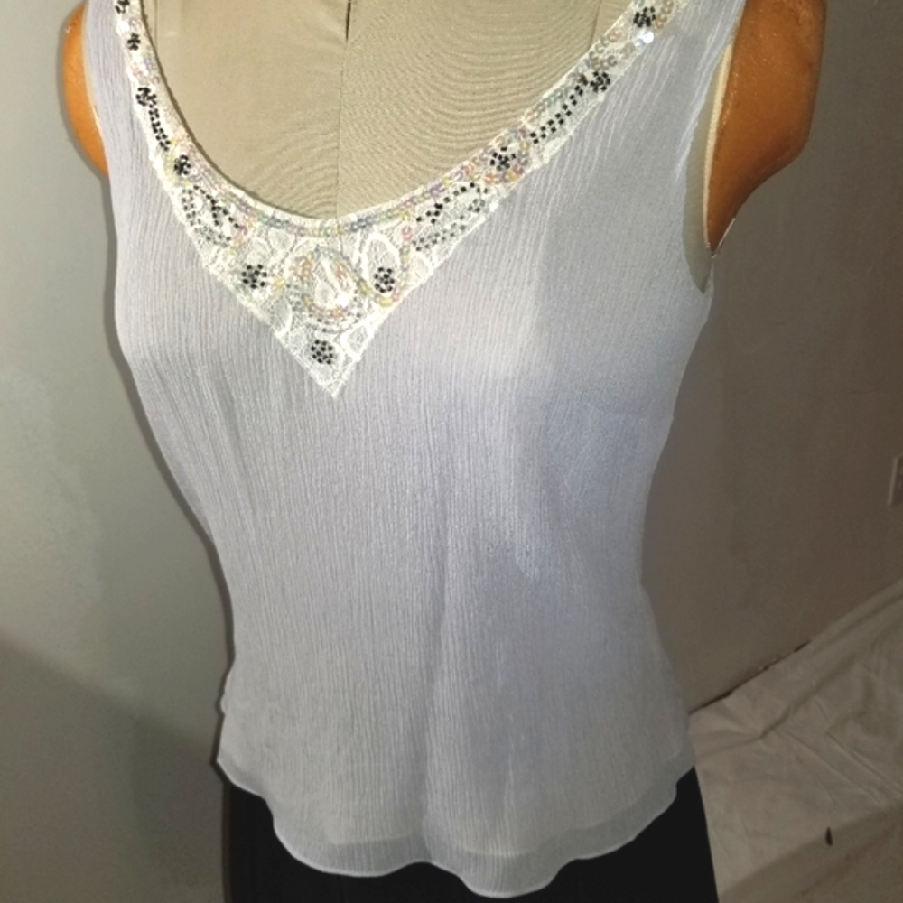Sigrid Olsen silk plisse' sequined top